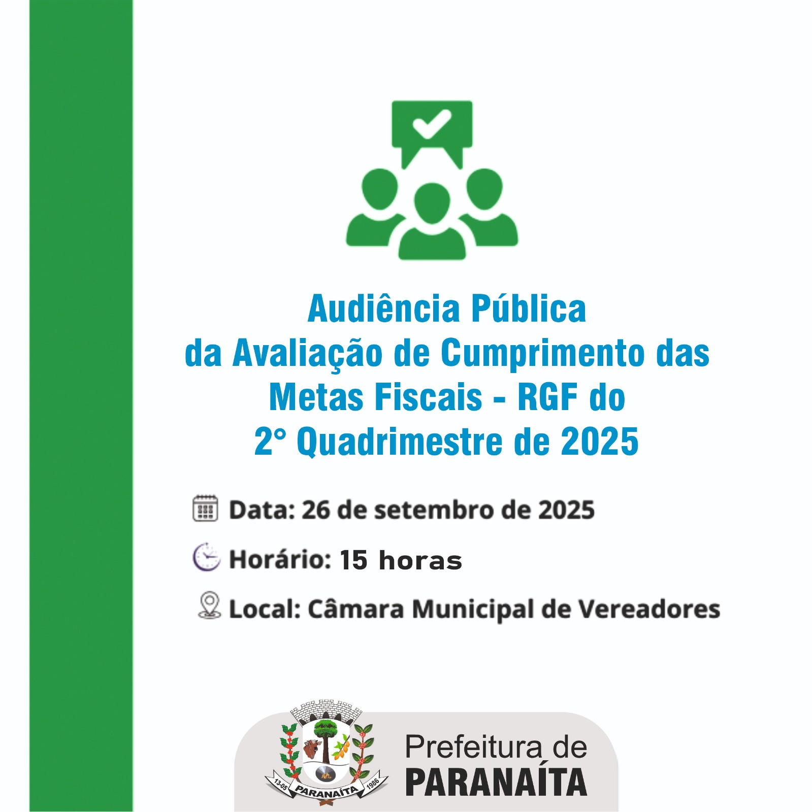 Prefeitura de Paranaíta apresentará em Audiência Pública as metas fiscais do 2º quadrimestre de 2025